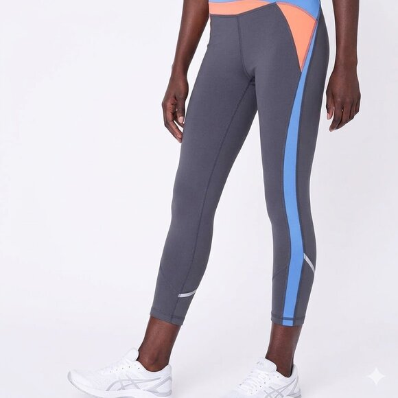 Ivivva by Lululemon🍋ankle leggings grey blue orange pocket on the back size 7 - Picture 2 of 4